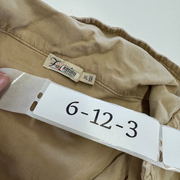 Faherty Romper Womens X Large Brown Arlie Button Up Collared Linen Blend - Picture 6 of 11